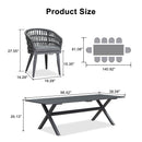 PURPLE LEAF Modern Outdoor Dining Table with 6/8/10 Seats, All-Weather Aluminum Table and Rattan Chairs with Cushions, Champagne