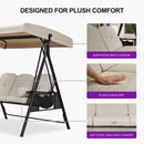 PURPLE LEAF 3-Seat Porch Swing Outdoor w/Cushion & Adjustable Canopy