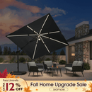PURPLE LEAF 10ft Cantilever Patio Umbrella with LED Lights, 360° Swivel and Tilt