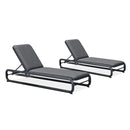 PURPLE LEAF Chaise Lounge Chair Recliner Outdoor for Patio Poolside w/Slide-Out Side Table with Cushion Adjustable Backrest 2 Pieces Grey