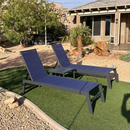 PURPLE LEAF Patio Chaise Lounge Textilene Pool with Wheels Sunbathing Chair for Outdoor, Beach, Yard, Side Table Included