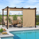 PURPLE LEAF Bronze Pergola Outdoor Retractable Metal Pergola with Canopy with Shade Cover With Curtains