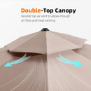 PURPLE LEAF Double Top 360 Degree Rotation 10 / 11 / 12 / 13 ft Round Outdoor Classic Umbrella - Purple Leaf Garden