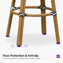 PURPLE LEAF Patio Oversized Backrest Bar Height Stool Set of 2 Outdoor Round Barstools Aluminum Frame Woven Rattan for Indoor Kitchen Dining Bistros Cafe Restaurant