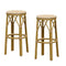 PURPLE LEAF Patio Round Bar Stools Set of 2 Outdoor Backless Barstools Woven Rattan Bar Chair  for Indoor Kitchen Island Bistros Cafe Restaurant
