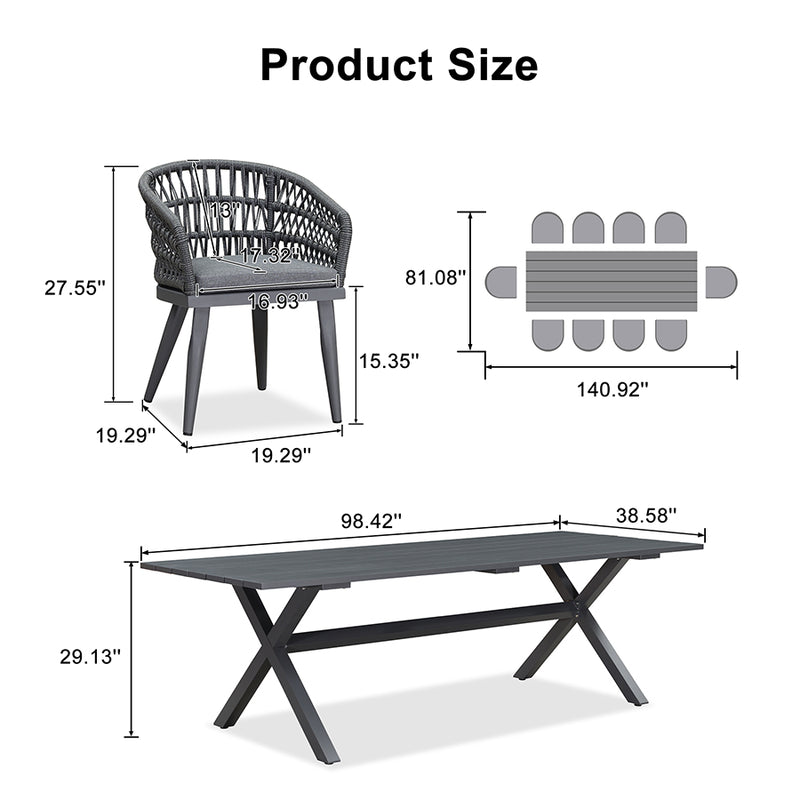 PURPLE LEAF Outdoor Dining Set Rattan Dining Chairs and Table for Garden Patio