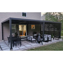 PURPLE LEAF Athena Louvered Pergola Grey Outdoor Aluminum Pergola with Shutter Wall Adjustable Gazebo Rainproof for Patio Deck Garden