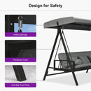 PURPLE LEAF Porch Swing with Adjustable Tilt Canopy Patio Swing with Stand and Meatl Steel Frame All-Weather Outdoor Swing Chair Seat Space-Saving for Backyard Garden Deck