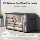 PURPLE LEAF Galvanized Steel Outdoor Deck Box with Wheels, Gray
