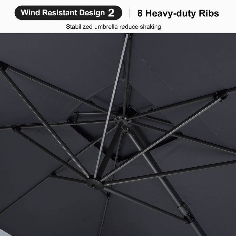 PURPLE LEAF Double Top 10 / 11 / 12 / 9 x 12 ft Square and Rectangle Outdoor Cantilever Umbrella