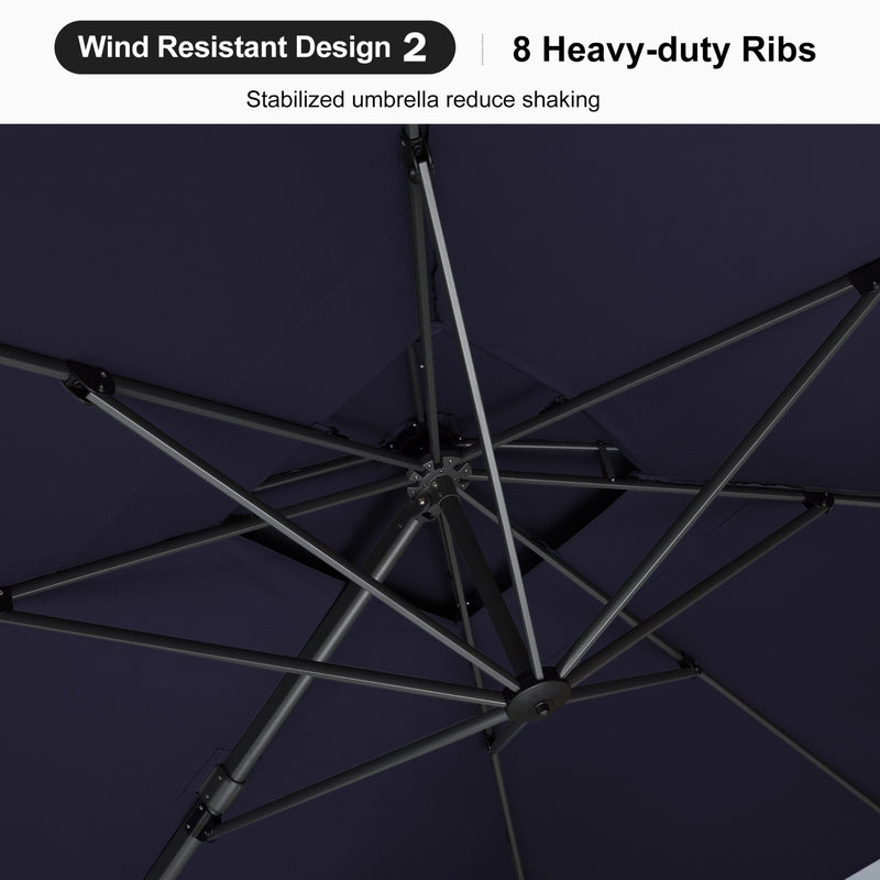 PURPLE LEAF Double Top 10 / 11 / 12 / 9 x 12 ft Square and Rectangle Outdoor Cantilever Umbrella