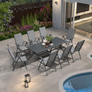PURPLE LEAF  Folding Outdoor Dining Set  with Aluminum Table and Padded Chairs All Weather Dining Table Sets for Garden Backyard Poolside