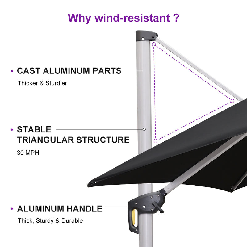 PURPLE LEAF Large Rectangular Porch Umbrella Outside Cantilever Patio Yard Umbrella