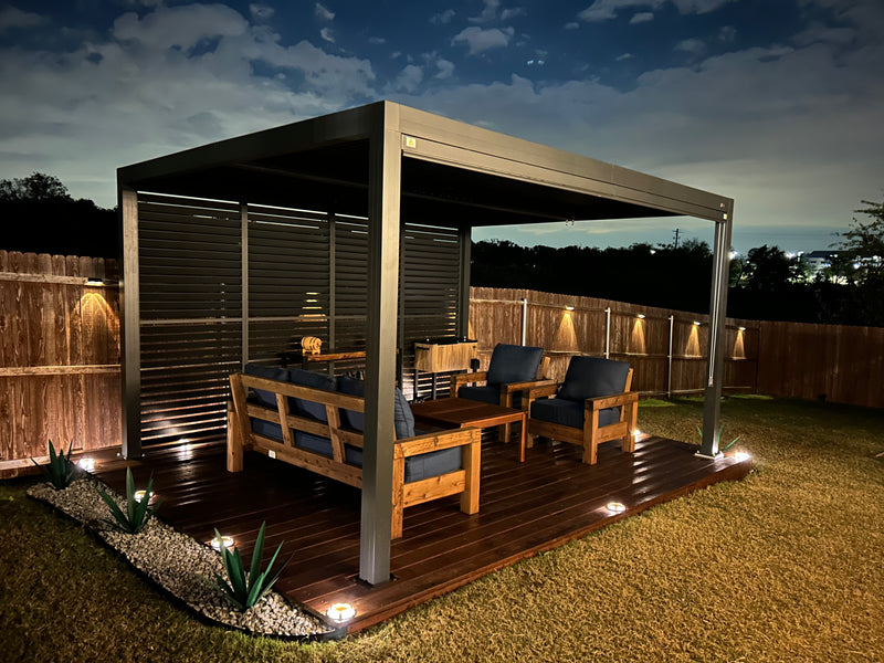 PURPLE LEAF Athena Louvered Pergola Outdoor Aluminum Pergola with Adjustable Roof for Deck Backyard Garden Hardtop Gazebo