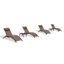 PURPLE LEAF Outdoor Chaise Lounge Chair  Patio Pool Lounger Bronze Aluminum Chairs with Side Table Adjustable Tanning Recliner for Outside Backyard Yard Deck Balcony Beach