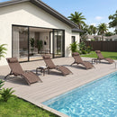 PURPLE LEAF Outdoor Chaise Lounge Chair  Patio Pool Lounger Bronze Aluminum Chairs with Side Table Adjustable Tanning Recliner for Outside Backyard Yard Deck Balcony Beach