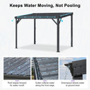 PURPLE LEAF  Outdoor Wall Mounted Hardtop Gazebo Metal Roof Patio Cover with Drainage System Outdoor Living Shelter for Backyard Lounge