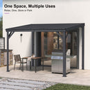 PURPLE LEAF  Outdoor Wall Mounted Hardtop Gazebo Metal Roof Patio Cover with Drainage System Outdoor Living Shelter for Backyard Lounge
