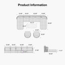 PURPLE LEAF Hailar U-Shaped Patio Conversation Set with Genuine Teak Cushions and Pillows Olefin Rope Backres Outdoor Couch Sets for Porch Garden