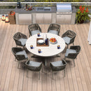 PURPLE LEAF Round Patio Dining Set with Aluminum Frame and Wicker Rattan Dining Chair with Comfortable Cushions for Deck Porch Kitchen Outdoor