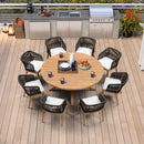 PURPLE LEAF Round Patio Dining Set with Aluminum Frame and Wicker Rattan Dining Chair with Comfortable Cushions for Deck Porch Kitchen Outdoor