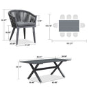 PURPLE LEAF 7/9/11 Pieces Outdoor Dining Set with Aluminium Patio Furniture Table and Rattan Chairs Sets for Deck, Backyard and Indoor, Grey