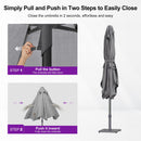 PURPLE LEAF Patio Market Table Umbrella with Semi-Automatic Opening Function