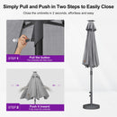 PURPLE LEAF Patio Market Table Umbrella with Semi-Automatic Opening Function