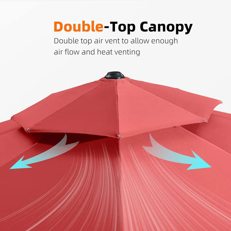 PURPLE LEAF Large Round Patio Cantilever Umbrella With Base for Deck, Pool, Backyard