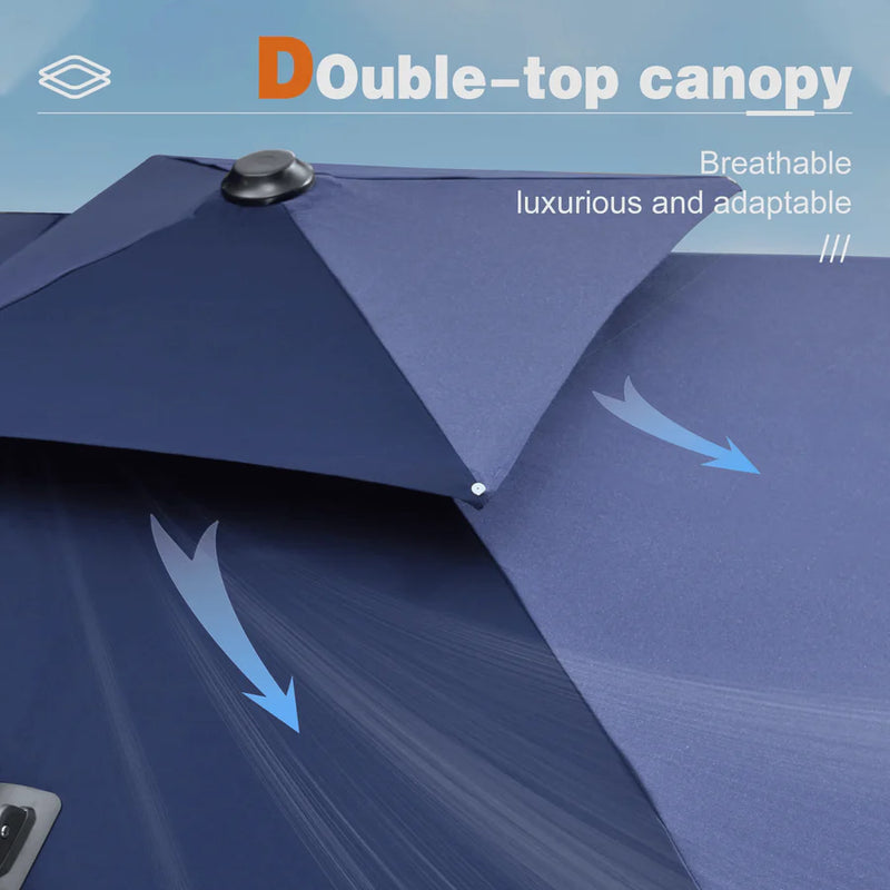 PURPLE LEAF Rectangular Large Outdoor Cantilever Umbrella With Base for Garden, Pool