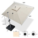 PURPLE LEAF Rectangular Large Outdoor Cantilever Umbrella With Base for Garden, Pool