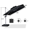 PURPLE LEAF Large Square Patio Cantilever Umbrella With Base for Garden Pool Porch
