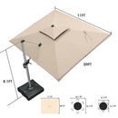 PURPLE LEAF Rectangular Large Outdoor Cantilever Umbrella With Base for Garden, Pool