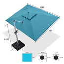PURPLE LEAF Rectangular Large Outdoor Cantilever Umbrella With Base for Garden, Pool