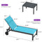 PURPLE LEAF Outdoor Lounge Chair Set of 3 Patio Chaise Pool Lounger Aluminum Frame with Side Table and Wheels for Outside Sunbathing Tanning Recliner Including Pillows