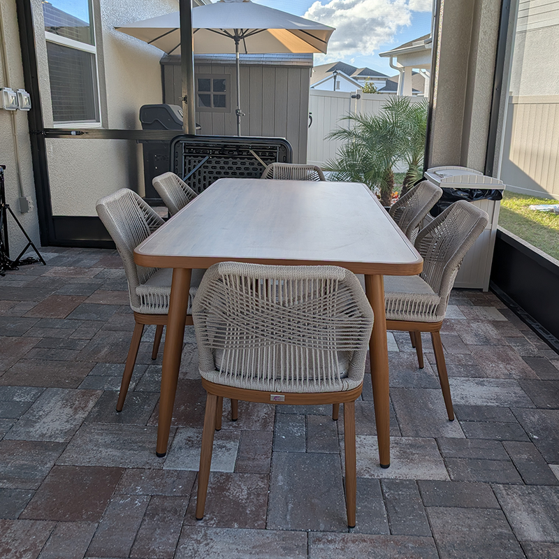 PURPLE LEAF 7/9/11 Pieces Dining Set Patio Metal Rectangular Table and Wicker Rattan Chairs