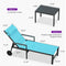 PURPLE LEAF Outdoor Lounge Chair Set of 3 Patio Chaise Pool Lounger Aluminum Frame with Side Table and Wheels for Outside Sunbathing Tanning Recliner Including Pillows