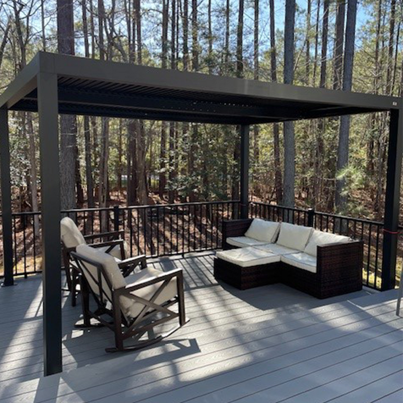 PURPLE LEAF Athena Outdoor Louvered Pergola Adjustable Metal Roof Bronze Hardtop Gazebo Patio Pavilion