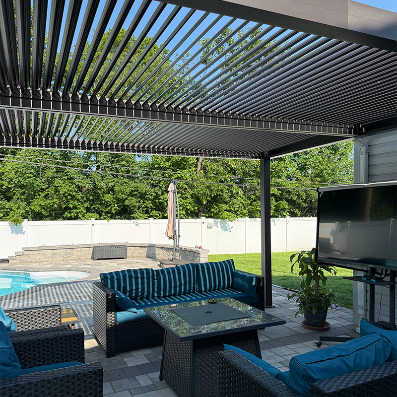 PURPLE LEAF Athena Outdoor Louvered Pergola Adjustable Metal Roof Bronze Hardtop Gazebo Patio Pavilion