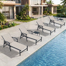 PURPLE LEAF Oversized Chaise Lounge Chair Outdoor Extra Wide Pool Lounge Chairs 5 Adjustable Position with Armrests and Side Table, Aluminum Patio Lounge Chair for Outside, Backyard, Pool
