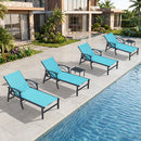 PURPLE LEAF Oversized Chaise Lounge Chair Outdoor Extra Wide Pool Lounge Chairs 5 Adjustable Position with Armrests and Side Table, Aluminum Patio Lounge Chair for Outside, Backyard, Pool