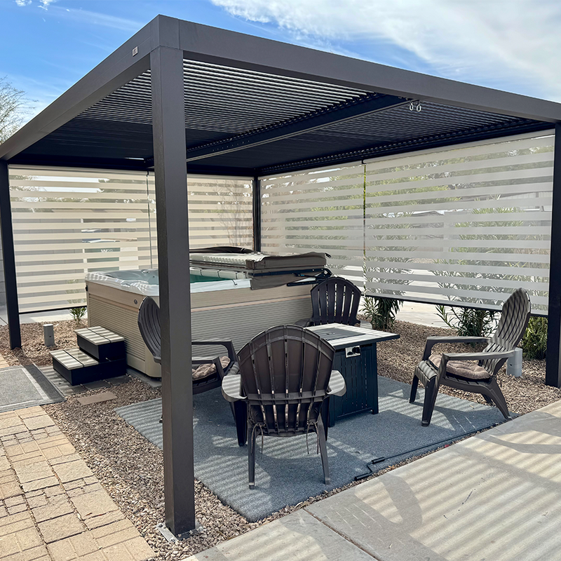 PURPLE LEAF Athena Outdoor Louvered Pergola Adjustable Metal Roof Bronze Hardtop Gazebo Patio Pavilion