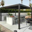 PURPLE LEAF Athena Outdoor Louvered Pergola Adjustable Metal Roof Bronze Hardtop Gazebo Patio Pavilion