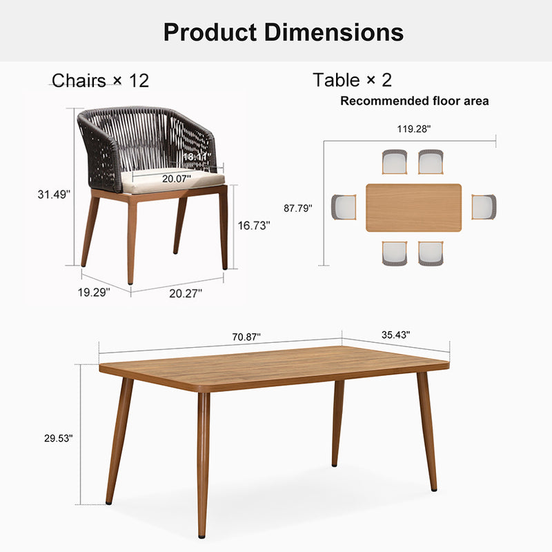 Clearance-PURPLE LEAF Patio Dining Set Cushions Wicker Chairs and Cylindrical Leg Dining Table