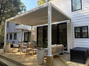 PURPLE LEAF Athena Louvered Pergola Modern White Pergola with Adjustable Roof for Deck Backyard Garden