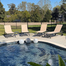 PURPLE LEAF Outdoor Chaise Lounge with Wheels Patio Lounge Chair Recliner