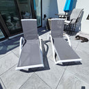 PURPLE LEAF Patio Chaise Lounge Chair Outdoor Plastic Textilene Sun Bathing Recliner Tanning Pool Lounger with 6 Adjustable Position for Outside Beach in-Pool Lawn Poolside