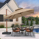 PURPLE LEAF SUNBRELLA Cantilever Umbrella Deluxe Wood Pattern Patio Umbrella