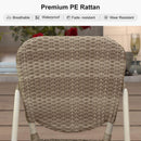 Clearance-PURPLE LEAF Outdoor Woven Bar Stools Set of 2, Aluminum Frame Counter Stools, for Pool Garden