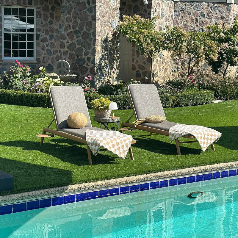 PURPLE LEAF Patio Chaise Lounge with Cushion Aluminum Tanning Chair Lounge Adjustable Reclining Set